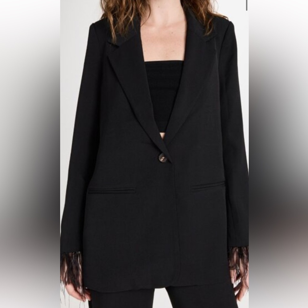 Wayf Wayf Romee Blazer With Feather Cuffs